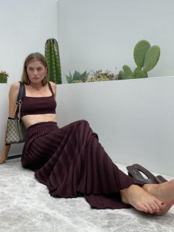 GRACEFUL KNIT | TOP & PLEATED SKIRT SET