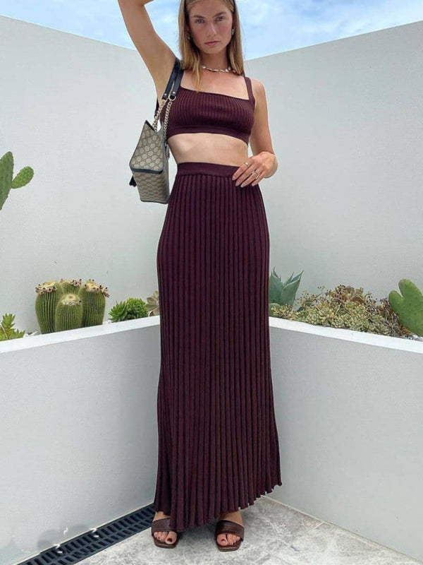 GRACEFUL KNIT | TOP & PLEATED SKIRT SET