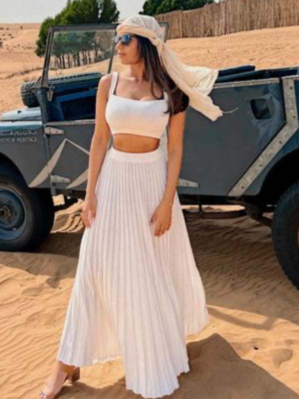 GRACEFUL KNIT | TOP & PLEATED SKIRT SET