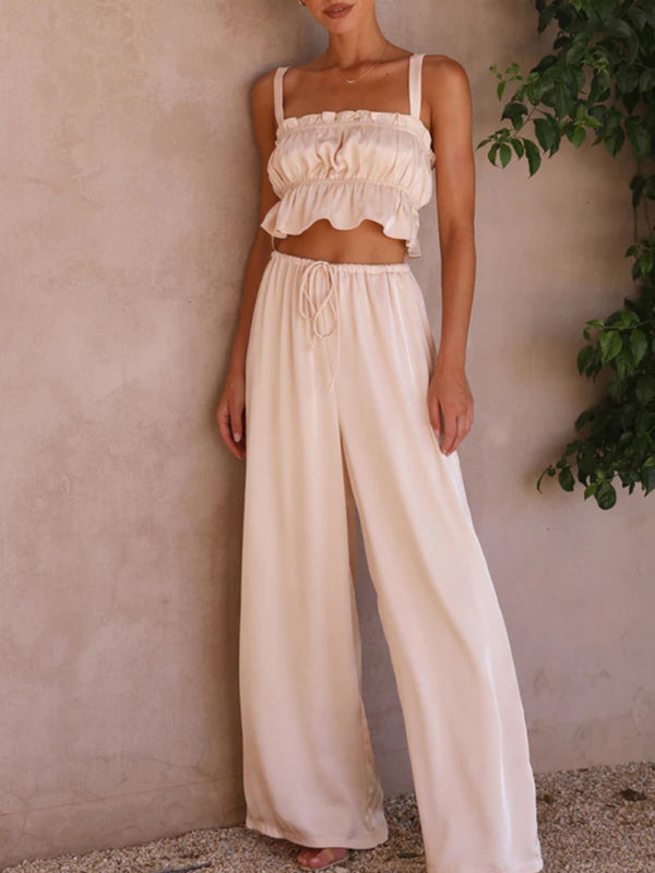 FLIRTY FINESSE | CROP TOP & WIDE-LEG PANTS SET