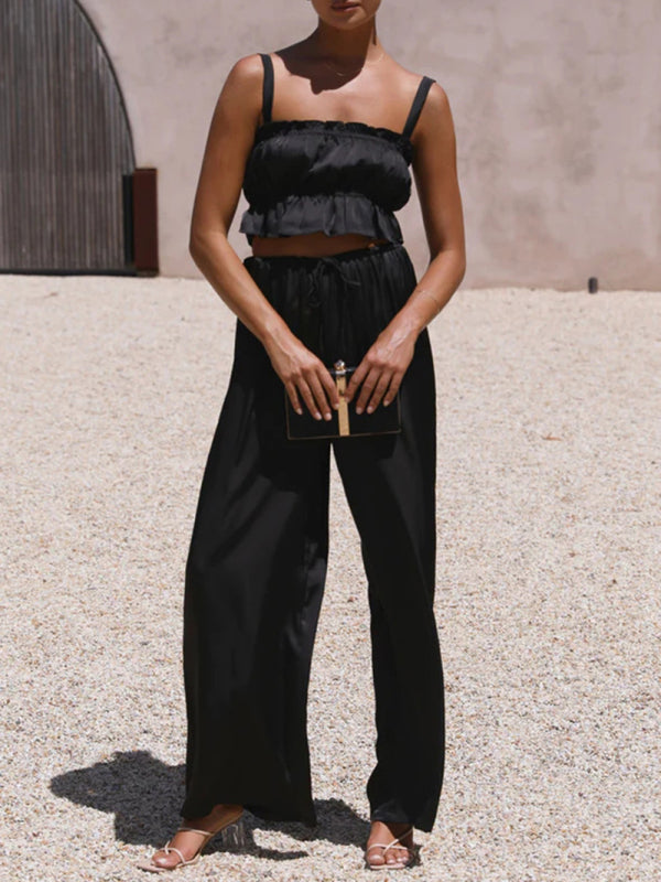 FLIRTY FINESSE | CROP TOP & WIDE-LEG PANTS SET