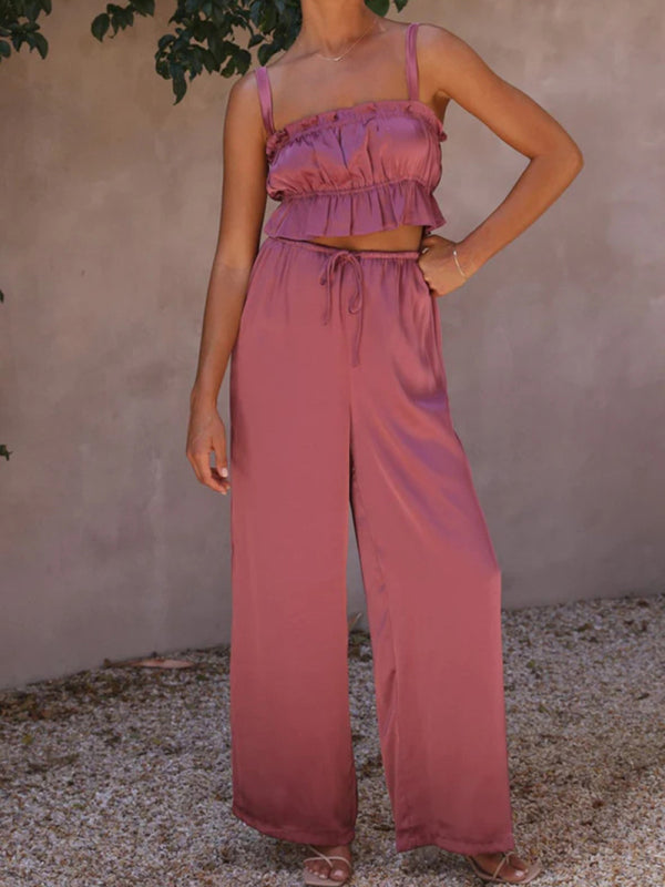 FLIRTY FINESSE | CROP TOP & WIDE-LEG PANTS SET