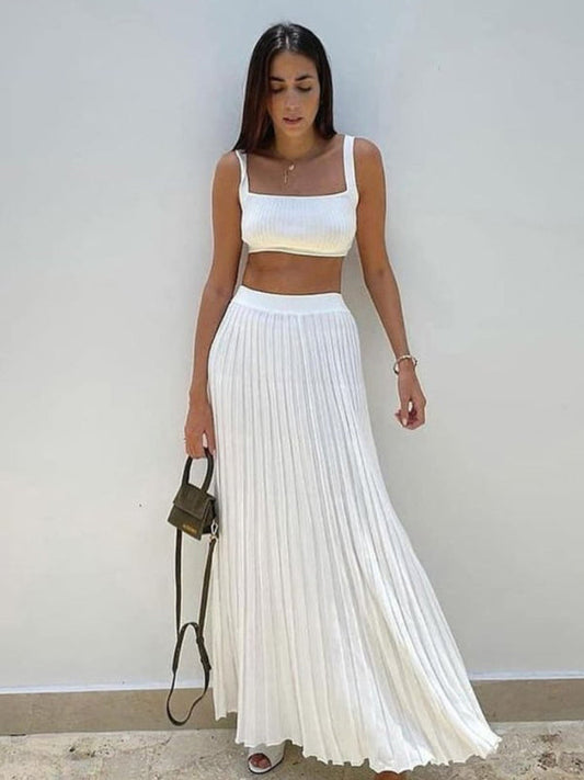 GRACEFUL KNIT |  TOP & PLEATED SKIRT SET